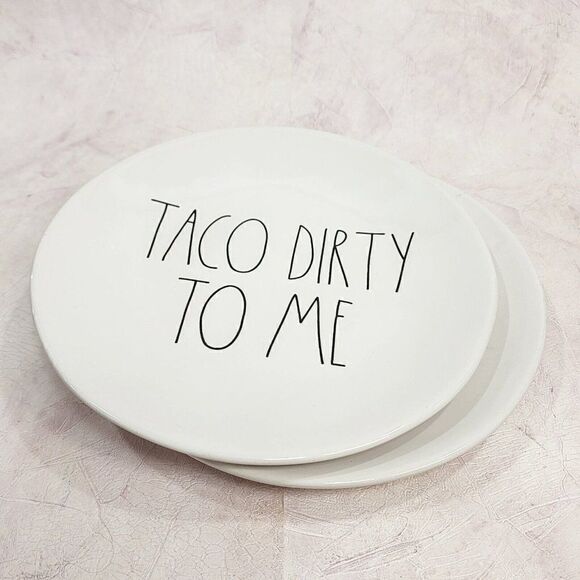 2 Rae Dunn 8" D  "Taco Dirty To Me Plates - Picture 3 of 4
